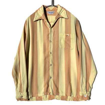 古着 通販　【donrobles of California】ヴィンテージ ストライプ レーヨン イタリアンカラーシャツ【1960's-】Vintage Rayon Shirt