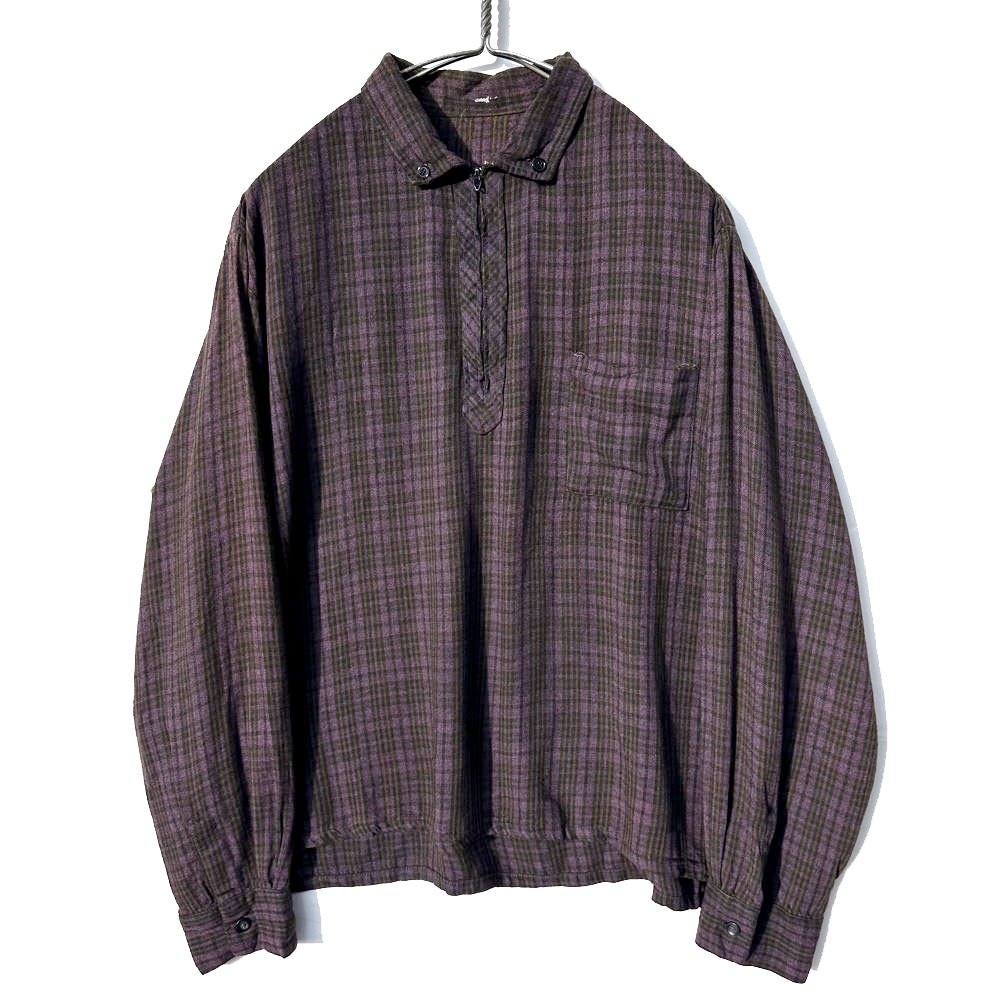 ヴィンテージ ハーフジップ ボタンダウン レーヨンシャツ【1960's-】【Unknown Brand】Vintage Rayon Shirt