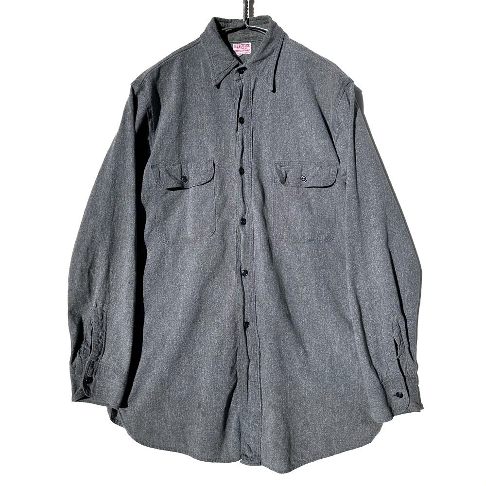 【HERCULES】ヴィンテージ ブラックシャンブレーシャツ マチ付き 黒シャン【1940's-】Vintage Cambray Shirt