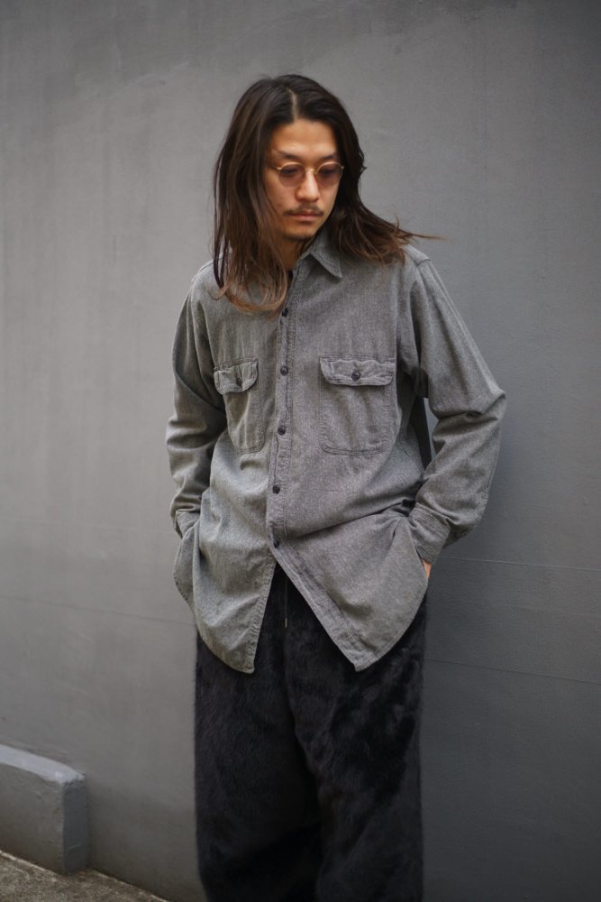 【HERCULES】ヴィンテージ ブラックシャンブレーシャツ マチ付き 黒シャン【1940's-】Vintage Cambray Shirt