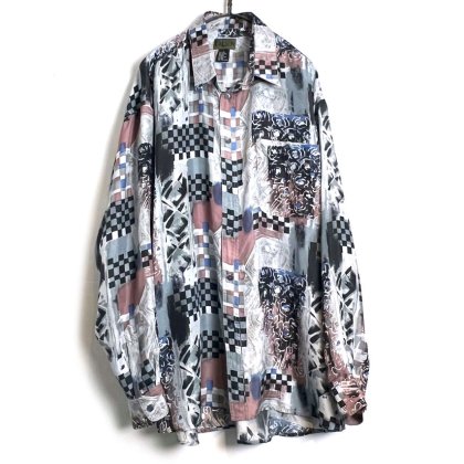 古着 通販　【Silkland】ヴィンテージ アートプリント シルクシャツ【1990's-】Vintage Art Pattern Silk Shirt