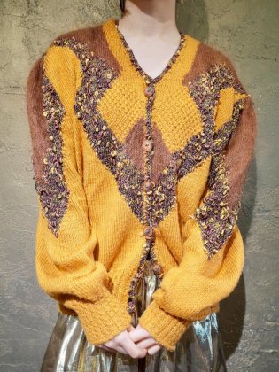  ΡMohair Blend Switch Material Knit Cardigan