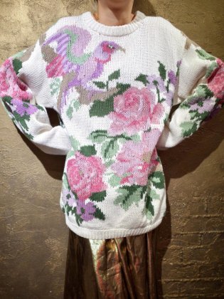  ΡBird & Flower Cotton/Ramie Knit