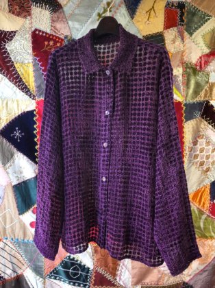  ΡDeep Purple Velvet  Sheer Shirt