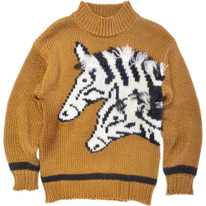  ΡHand Knit Zebra Shaggy Mane Low Gauge Knit