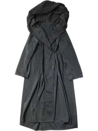  ΡBig Hoodie Black Nylon Coat