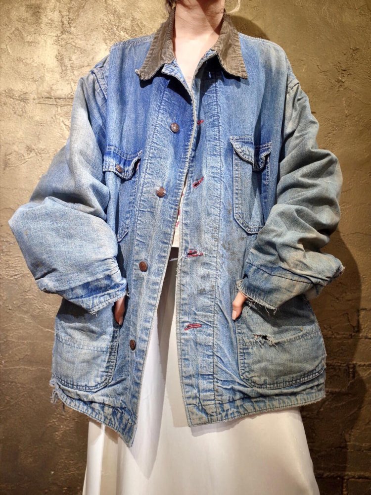 c.1960s BIG MAC High Aging / Boro Denim Coverall Blanket Lining