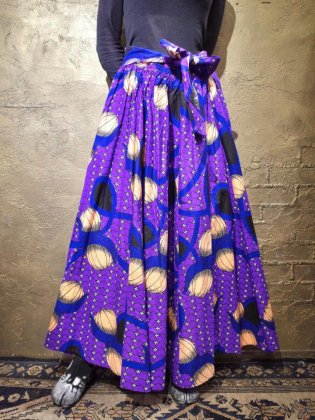  ΡPurple African Batik Wide Skirt