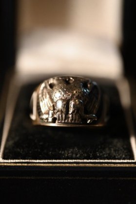  Ρus 1940s Freemasonry double head eagle 10K gold ring