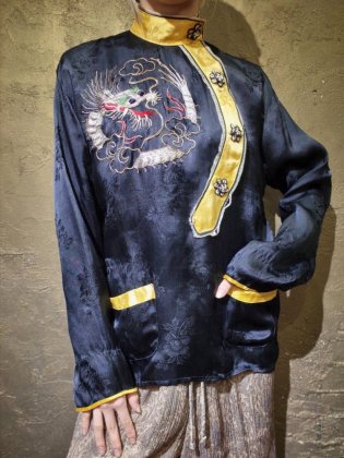  Ρc.1950s Dragon Metal Embroidery Pullover China Shirt