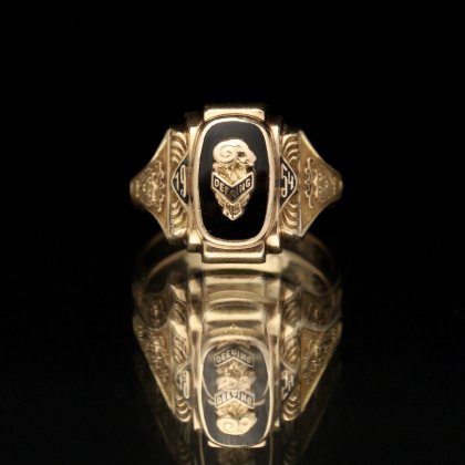  Ρơ å󥰡BASTIAN 10kt Gold  Onyx - Rams Emblem Topۡ1954's-Class Ring
