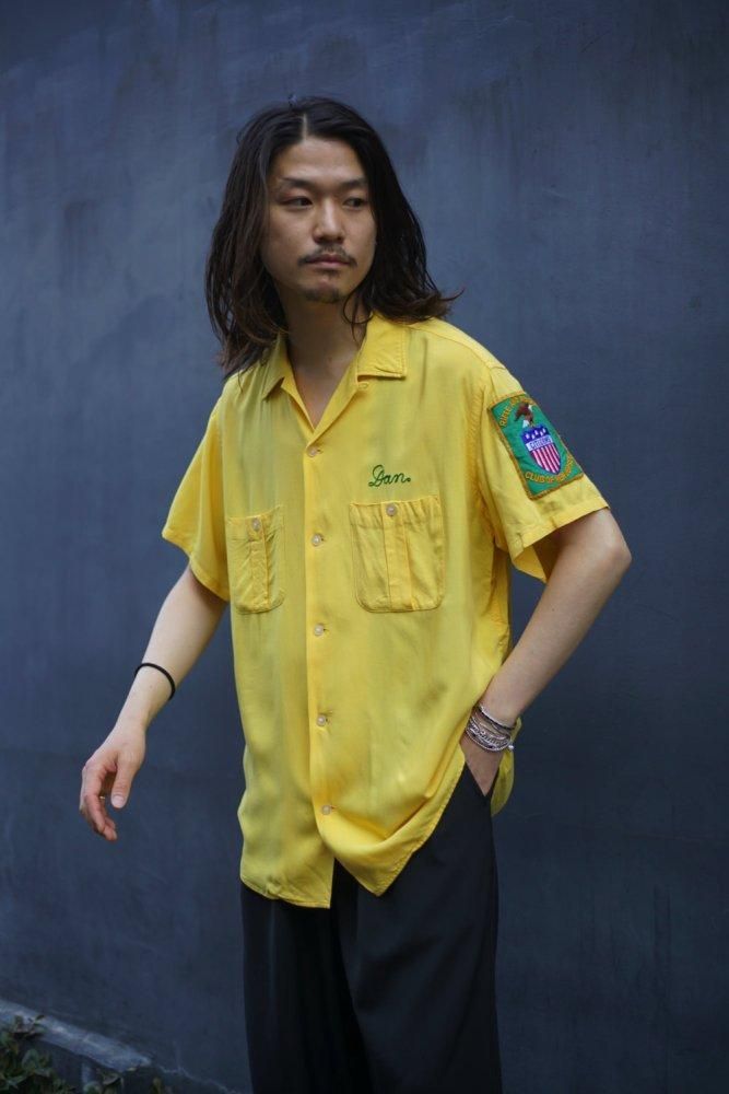 1960s【HILTON】レーヨンボーリングシャツ?黒? - 古着屋HamburgCafe