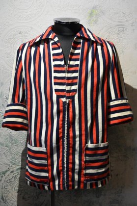  Ρus 1950s~ stripe corduroy shirt jacket