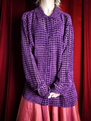  ΡDeep Purple Velvet  Sheer Shirt