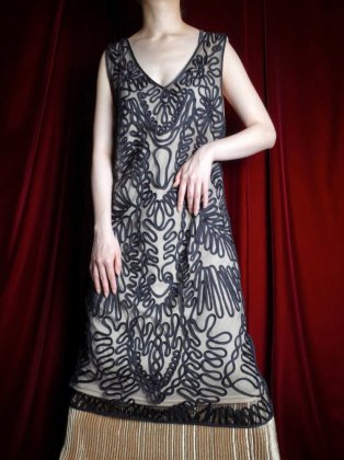  ΡCode Embroidery Mesh 1920s Style Dress
