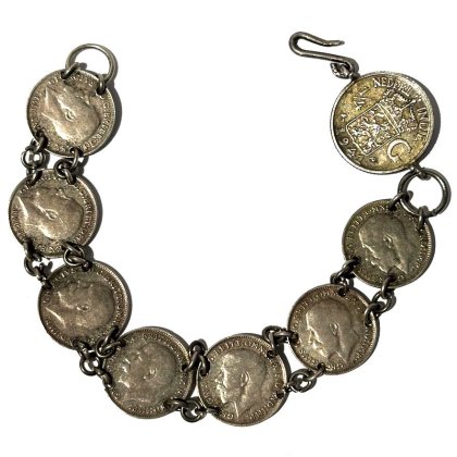  ΡBritish Coins - STERLINGۥơ ꥹ С֥쥹åȡ1920's-Vintage Coin Bracelet