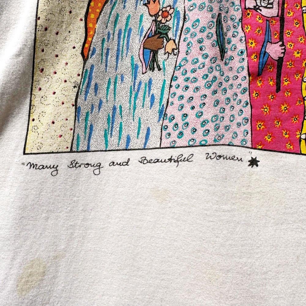 【USA製】90s Kiki Suarez アートプリントTシャツ XL 希少柄 90年代 90s アメリカ製 イラスト キキ 白 ホワイト 半袖