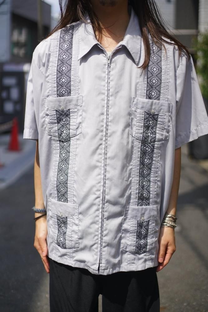GUAYABERA】ヴィンテージ ジップアップ キューバシャツ【1980's GUAYABERA】ヴィンテージ ジップアップ キューバシャツ【1980's