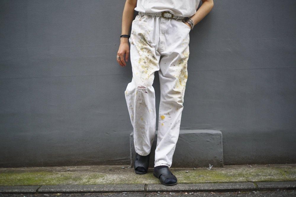 Dickies ディッキーズ W34 ワークパンツ ペイント グランジ 古着 白 未使用品 Dickies ユーティリティパンツ ペインターパンツ 白
