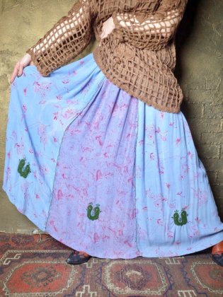  ΡFlower  Butterfly Embroidery Rayon Skirt