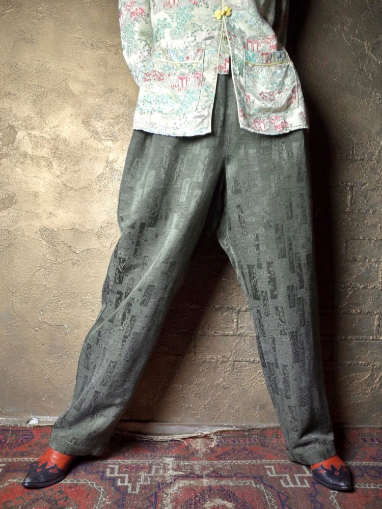 漢字 織柄 Silk × Linen China Pants