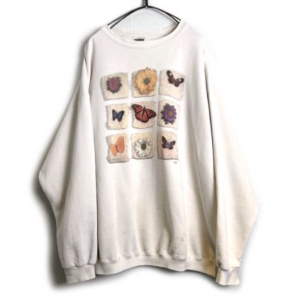  ΡMAZEۥơ åȥġ1990's-Vintage Flower & Butterfly Sweat Shirt