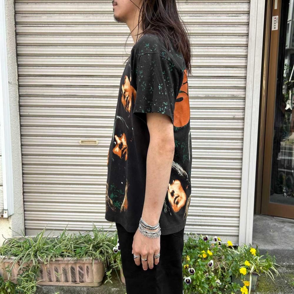 Vintage Beatles Rubber Soul Shirt XL Black 90s All Over