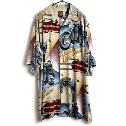  ΡHARLEY DAVIDSONۥơ ϡ졼ӥåɥ ե 졼󥷥ġ1990's-Vintage Official S/S Rayon Shirt