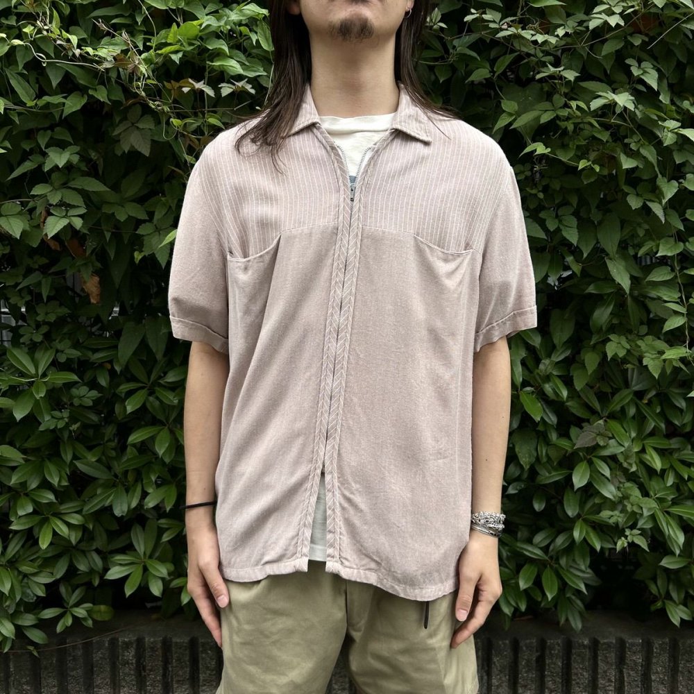 ヴィンテージ S/S ジップフロント レーヨン シャツ【Sportsman CAL MADE】【1960's-】L