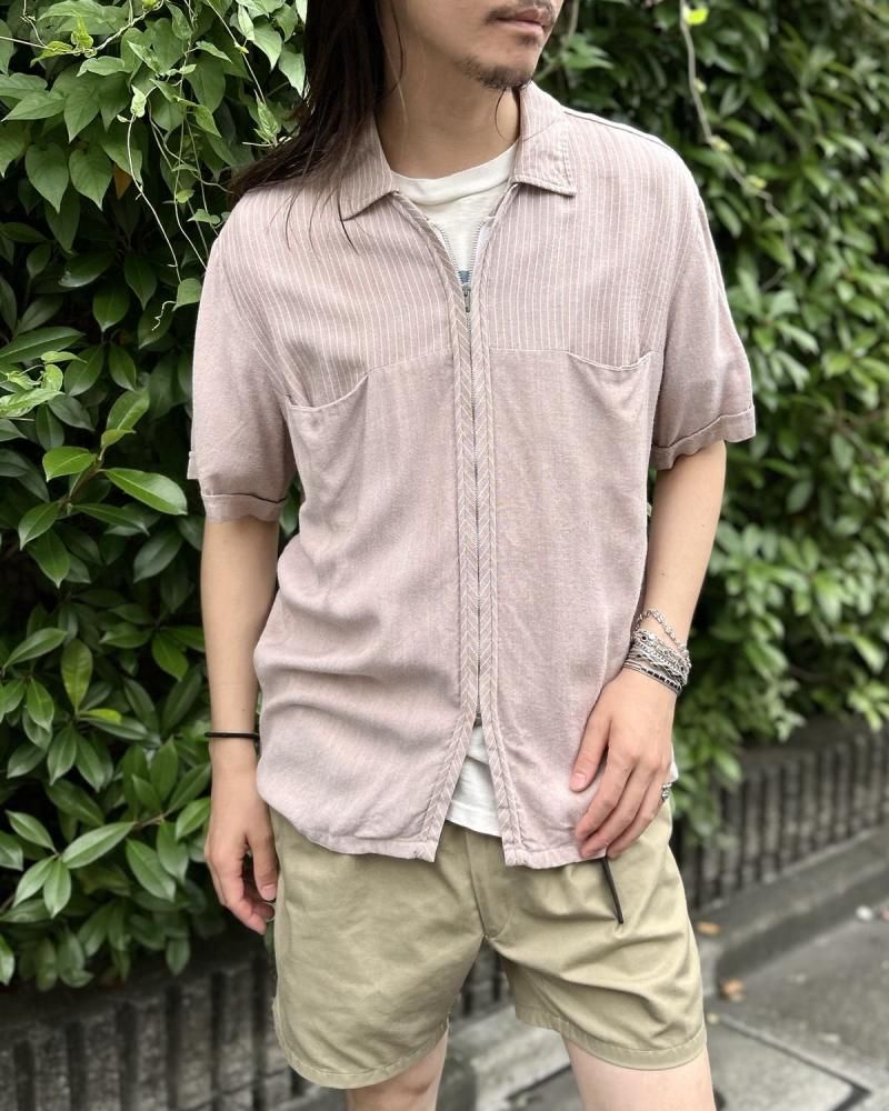 ヴィンテージ S/S ジップフロント レーヨン シャツ【Sportsman