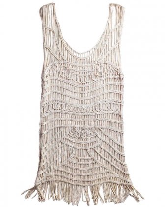  ΡArt Deco Style Code Embroidery Mesh Fringe Dress