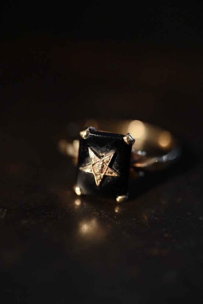 us mid 20th freemasonry pentagram 10K gold × onyx ring 20世紀中期 10K オニキス  フリーメイソン ペンタグラム リング