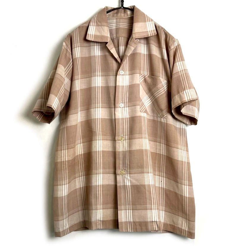 60s ユーロ古着 ループカラーシャツ チェックシャツ 半袖 vintage 60s ユーロ古着 ループカラーシャツ チェックシャツ 半袖 vintage