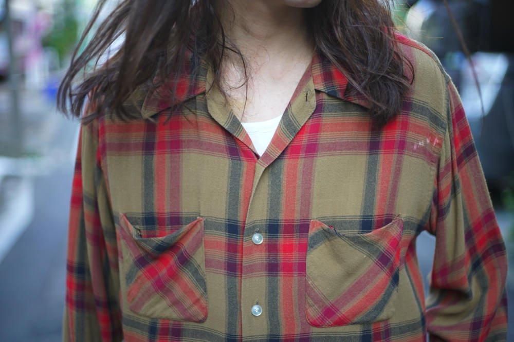 Orton - Made In USA】ヴィンテージ オンブレチェック オープン Orton - Made In USA】ヴィンテージ オンブレチェック オープン