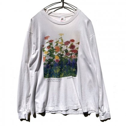  ΡConald R. Eman - Made In USAۥơ L/S եץ Tġ1990's-Vintage Flower Print T-Shirt