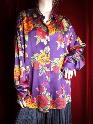  ΡFlower Purple Silk Shirt