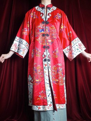  Ρc.1960s China Embroidery Silk Long Gown