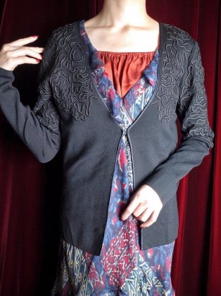  ΡCode Embroidery Silk Blend Cardigan