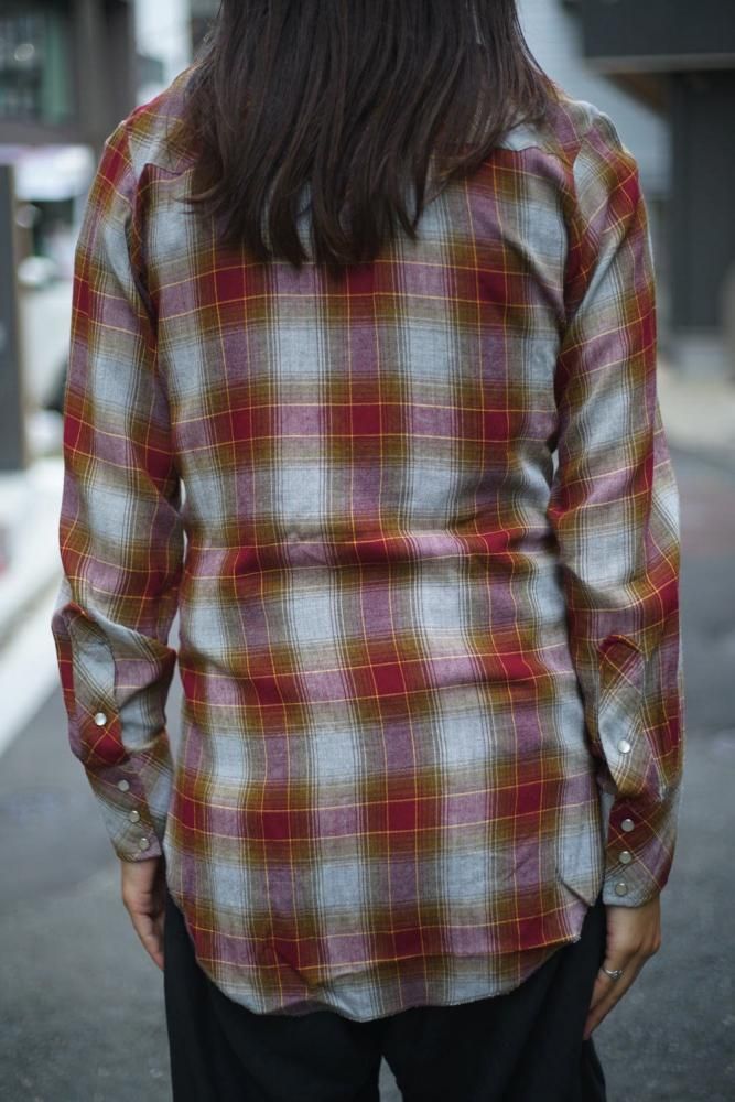 70s　ウエスタンジャケット　オンブレ ラングラー Wrangler 70s オープンカラー ウエスタン シャツ