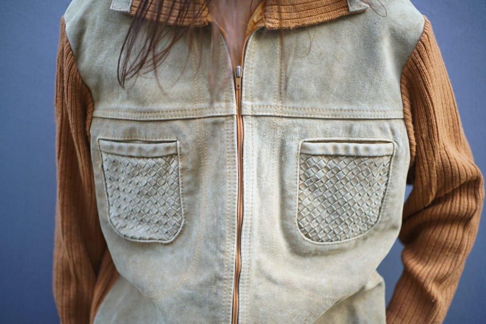 LANDMARK】ヴィンテージ スエード×ニット ジップアップ ジャケット