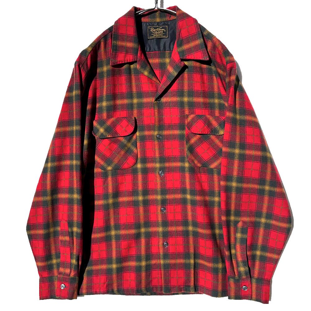 【Sportsman - California】ヴィンテージ オンブレチェック オープンカラー ウールシャツ【1960's-】Vintage Wool  Shirt