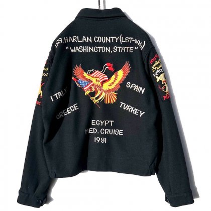  ΡU.S.NAVYۥơ ٥˥ ĥ㥱åȡ1981'sۡUSS Harlan CountyVintage Tour Jacket