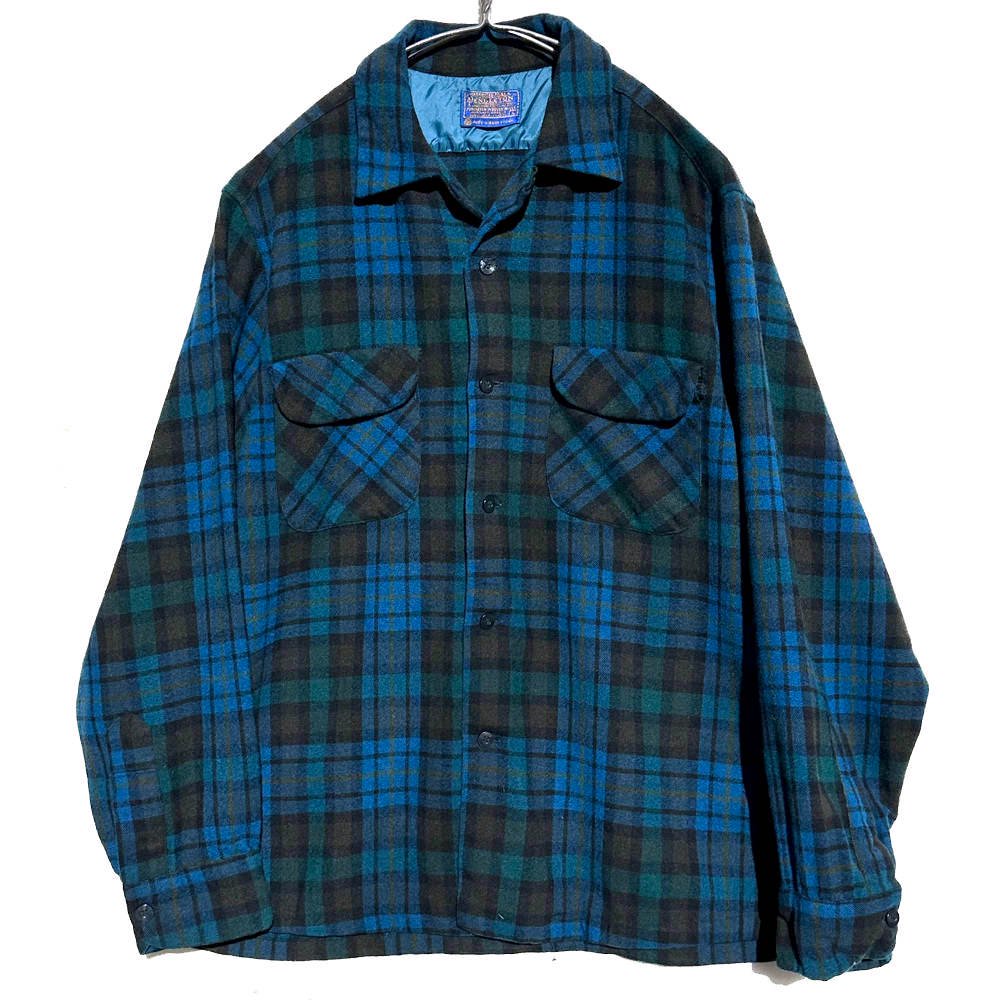 ペンドルトン【PENDLETON】ヴィンテージ オンブレチェック オープンカラー ウールシャツ【1960's-】Vintage Wool Shirt