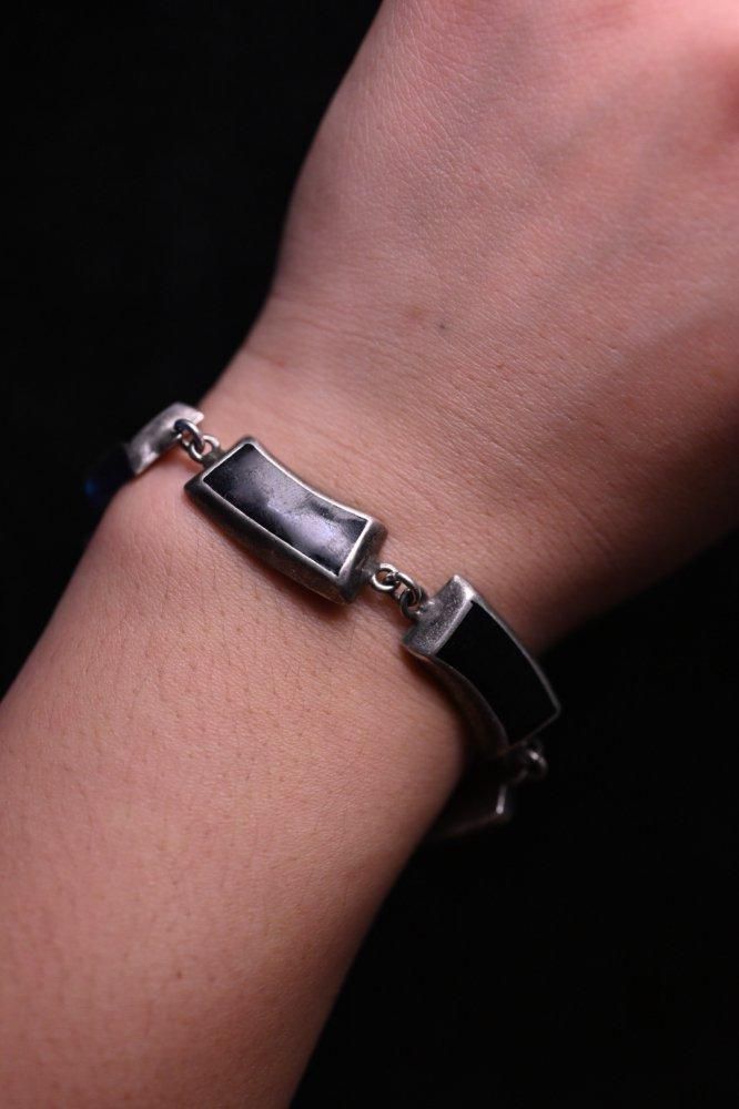 Vintage メキシコ製 Mexico オニキス ブレスレット ヴィンテージ タスコ シルバー オニキス チェーン ブレスレット