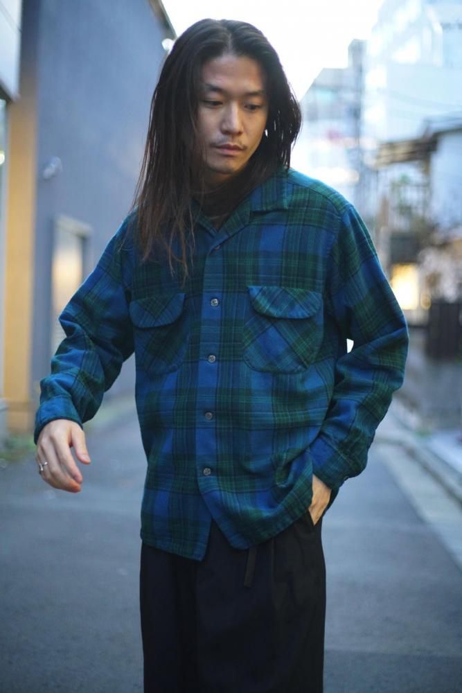 PENDLETON オンブレチェック オープンカラー ウールシャツ XL