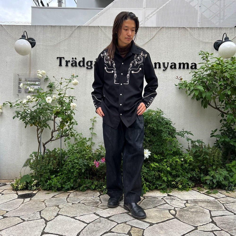 60s H BAR C スイングアップ ブラック ウエスタン ヴィンテージ POST JUNK / 50's H BAR C レーヨンギャバジン レースアップ