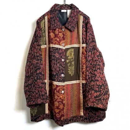  ΡWHITE STAGۥơ 㥬ɥ㥱åȡ1990's-Vintage Panel Design Jacquard Jacket