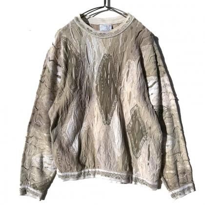  ΡCOOGIۥơ 3D 롼ͥå˥åȡ1990'sVintage 3-D Knitting Cotton Sweater