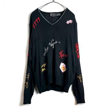  ΡROCHELLEۥơ Vͥå ˥åȡ1980's-Vintage Embroidered V-neck Sweater
