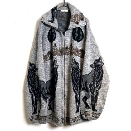  ΡWolf & Moonۥơ åץåץǥ1990's-Vintage Front Zip Cardigan